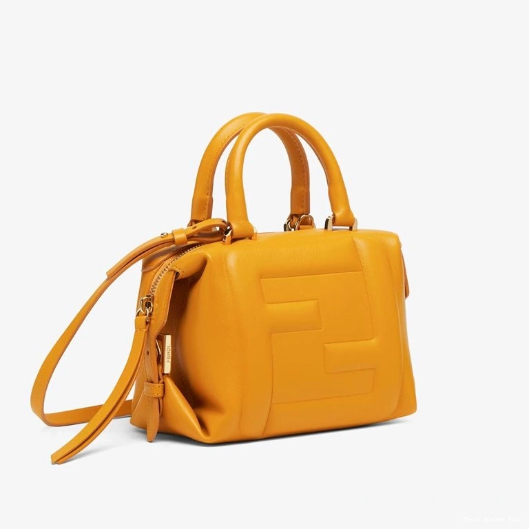 Affordable Mini Fendi Cube Yellow FF Leather Nappa Bag In 0811